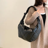 Quilted Knot Shoulder Bag Women's PU Leather Handbag Tote