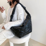 Quilted Knot Shoulder Bag Women's PU Leather Handbag Tote