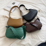 Women's Stone Pattern Saddle Bags PU Leather Handbags Purses
