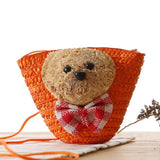 Bear Head Bow Knitting Key Change Knit Bag Messenger Beach Bag