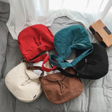 Corduroy Shoulder Bag Retro Style Large Capacity Tote Messenger Bag