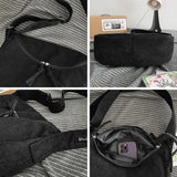 Corduroy Shoulder Bag Retro Style Large Capacity Tote Messenger Bag