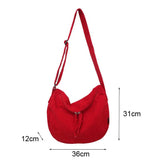 Corduroy Shoulder Bag Retro Style Large Capacity Tote Messenger Bag