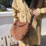 Corduroy Shoulder Bag Retro Style Large Capacity Tote Messenger Bag