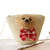 Japanese Little Bear Head Bow Knitting Key Change Bag