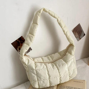 Women Oxford Cloth Shoulder Bag Rhombus Embroidery Thread Underarm Bag