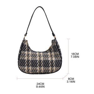 Canvas Crescent Shoulder Handbag Women Mini Tote HandBag Zipper Closure