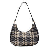 Canvas Crescent Shoulder Handbag Women Mini Tote HandBag Zipper Closure