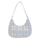 Canvas Crescent Shoulder Handbag Women Mini Tote HandBag Zipper Closure