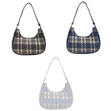 Canvas Crescent Shoulder Handbag Women Mini Tote HandBag Zipper Closure