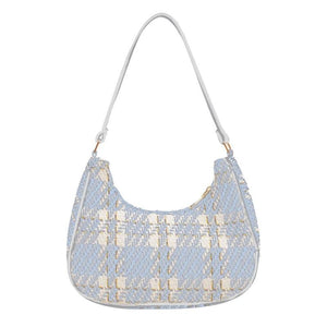 Canvas Crescent Shoulder Handbag Women Mini Tote HandBag Zipper Closure