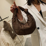 Green Chain Down Shoulder Bag Winter Crossbody Bag Purse