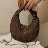 Green Chain Down Shoulder Bag Winter Crossbody Bag Purse
