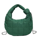 Green Chain Down Shoulder Bag Winter Crossbody Bag Purse