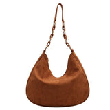 Women's Faux Suede Shoulder Bag Matte Leather Large Handbag