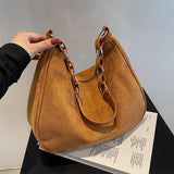 Women's Faux Suede Shoulder Bag Matte Leather Large Handbag