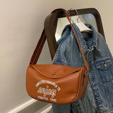 Printed Crossbody Bag Commute Bag PU Leather Casual Portable Soft Large C