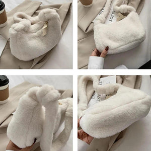 Winter Ladies Bag Faux Fur Shoulder Bags Soft Plush Bags
