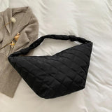 Women Shoulder Handbags Solid Cotton Padded Top-handle Totes Casual