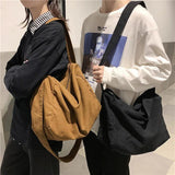 Large Canvas Hobo Bag Student Male Female Cotton Shoulder Bag