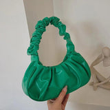 100% Leather Pleated Underarm Bag Sweet One Shoulder Bag