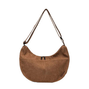 Corduroy Soft Shoulder Bag Solid Underarm Messenger Female Saddle Bag