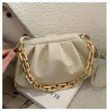 Weave Clouds Handbag Women's Bag PU Leather Thick Chain Shoulder Bag