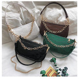 Printed Pattern PU Messenger Bag w/ Chain Shoulder Strap