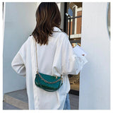 Printed Pattern PU Messenger Bag w/ Chain Shoulder Strap