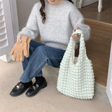 Pleated Bubbles Messenger Shoulder Bag Women Soft Cloth Handbag