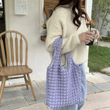 Pleated Bubbles Messenger Shoulder Bag Women Soft Cloth Handbag