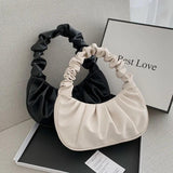 Pleated Handlebags for Women PU Bags Leisure Armpit Bag