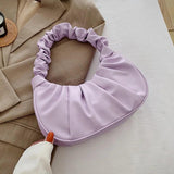 Pleated Handlebags for Women PU Bags Leisure Armpit Bag