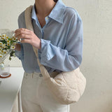 Underarm Bag Autumn Winter Female Down Bag Solid Lattice Large Capacity