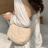 Underarm Bag Autumn Winter Female Down Bag Solid Lattice Large Capacity