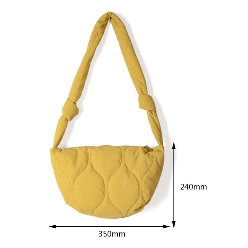 Underarm Bag Autumn Winter Female Down Bag Solid Lattice Large Capacity