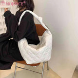 Women Shoulder Handbags Solid Cotton Padded Top-handle Totes Casual Shoulder Tot