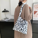 Women Animal Pattern Plush Underarm Totes Bags