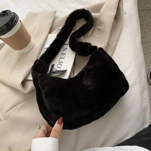Plush Underarm Shoulder Bag Soft Winter Fluffy Tote Bags