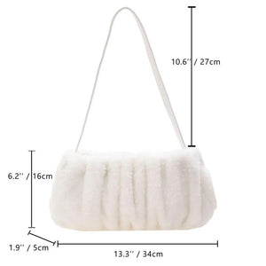 Women's Plush Handbag Cloud Shape Clutch Bag Female Shoulder Bag