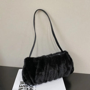 Women's Plush Handbag Cloud Shape Clutch Bag Female Shoulder Bag