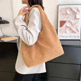 Fleece Shoulder Handbag Soft Plush Top-handle Bag Large-capacity