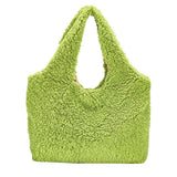 Fleece Shoulder Handbag Soft Plush Top-handle Bag Large-capacity