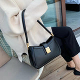 Solid PU Leather Women's Handbags Lady Single Shoulder Underarm Bags