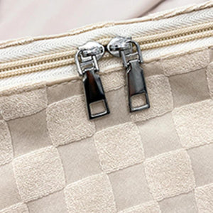 Plaid Woolen Cloth Ladies Underarm Bag Large Capacity Soft Solid for Work