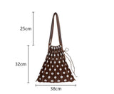 Women's Crochet Pleated Polka Dots Underarm Bag