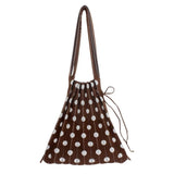 Women's Crochet Pleated Polka Dots Underarm Bag