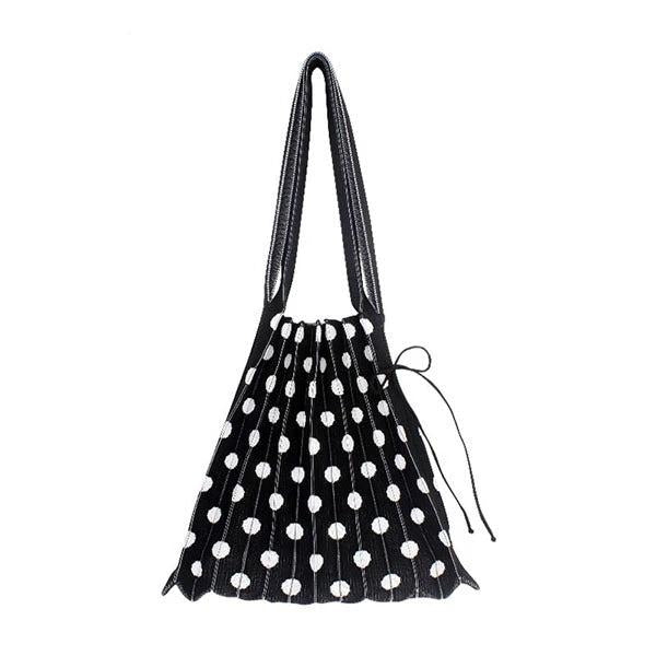 Women's Crochet Pleated Polka Dots Underarm Bag