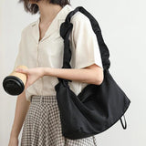 Nylon Drawstring Women Bag Literary Lady Shoulder Messenger Crossbody Bag