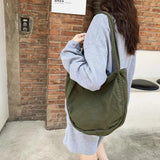 Teen Medium Canvas Hobo Bag Y2K Korea Ins Minimalist Fabric Underarm Pouch